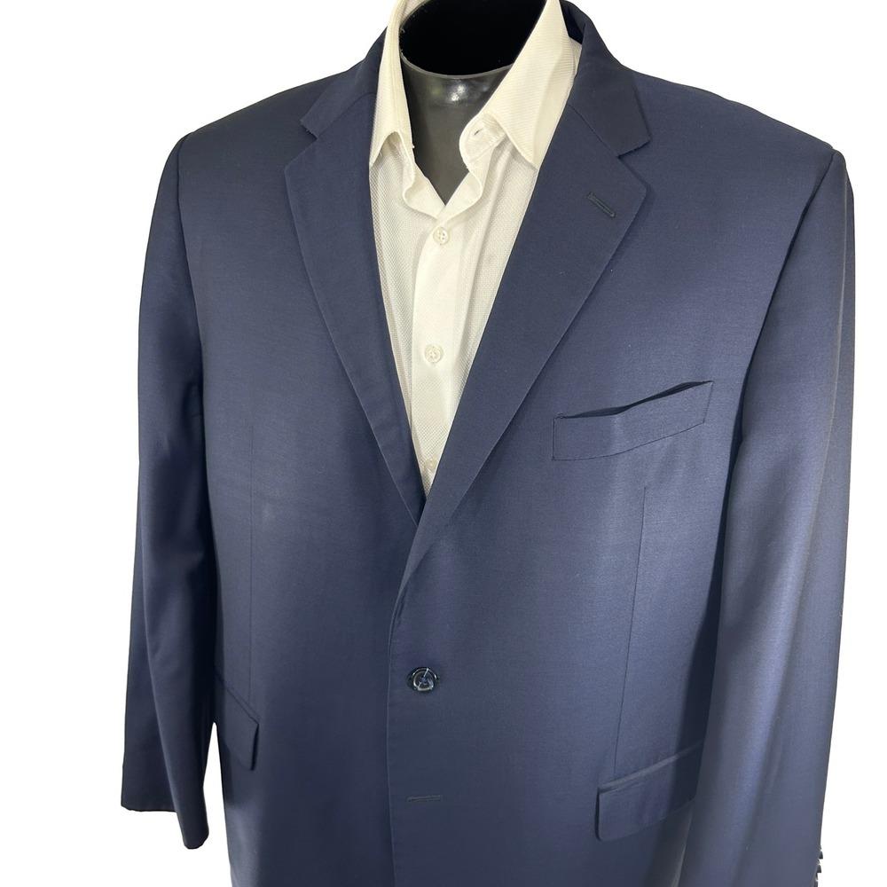 Jos. A. Bank Blazer Mens 48R Blue Tailored Ermenegildo Zegna Wool Sport Coat